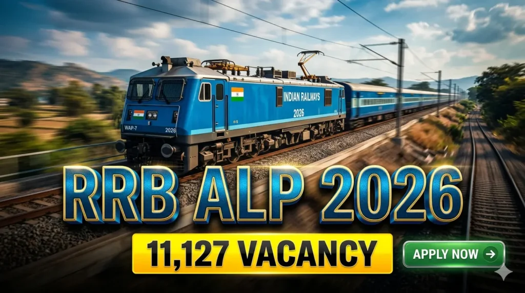RRB ALP Recruitment 2026 Official Notification for 11127 Assistant Loco Pilot Vacancies with Train Background