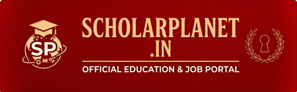 ScholarPlanet logo featuring a white graduation cap and globe on a vibrant orange background with scholarplanet.in text.