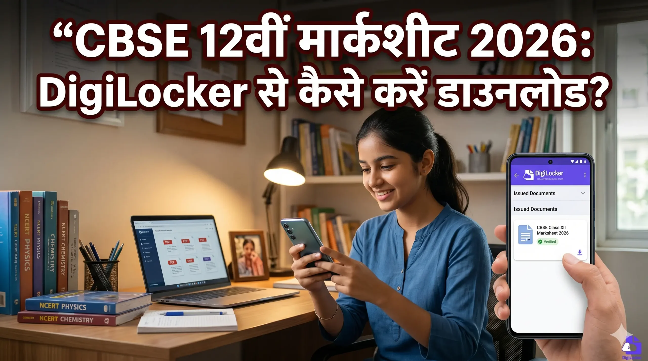 CBSE 12th Marksheet Download 2026 DigiLocker से डिजिटल मार्कशीट डाउनलोड करते छात्र